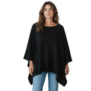 Ralph Lauren Black Label Metallic Cable Knit Poncho